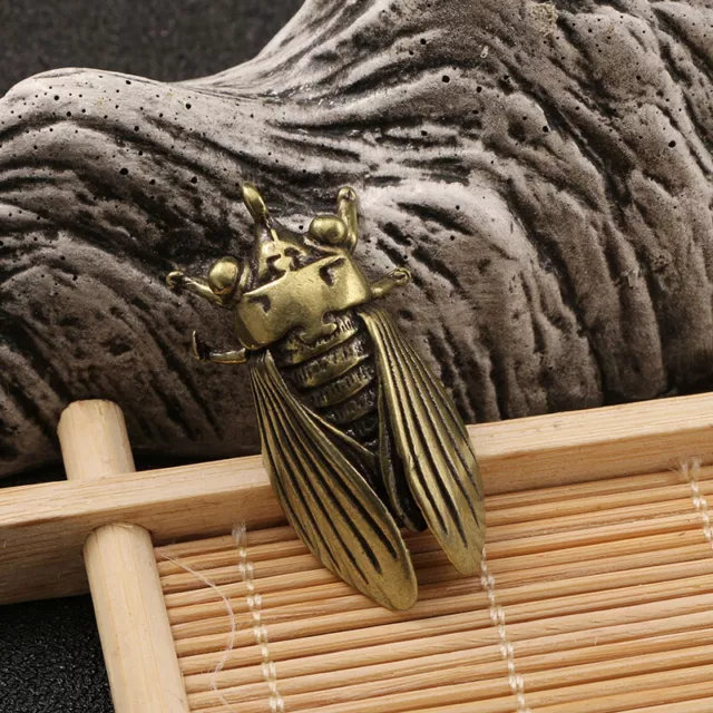 Brass Toad Cicada Fish Figurine Ornaments Alloy Animal Model Statue Miniatur BII