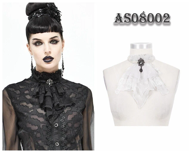 Devil Fashion Women Gothic Gorgeous Mesh Lace Pattern Zircon Bow Tie Necktie