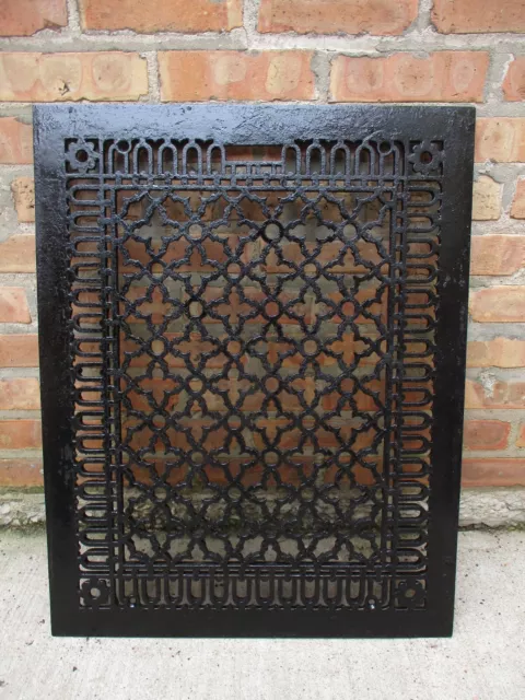 Massive Antique Vtg Victorian Cast Iron Floor Grate Heat Register Ornate (A)