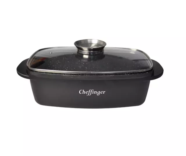 INDUKTION 32cm Schmortopf mit Glas Deckel Gansbräter Entenbräter