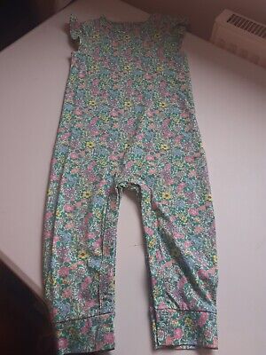 Next Girls Green Floral Romper Jumpsuit 100% Cotton Age 2-3 Years  BNWOT