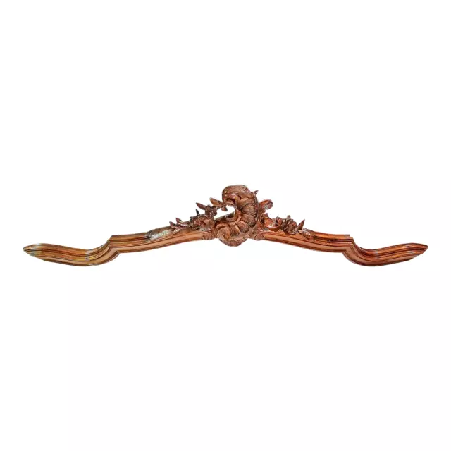 French Antique Walnut Cartouche Crown Wall Carving