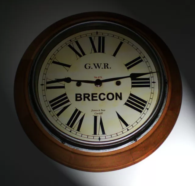 Great Western Railway GWR Victorian Style Wooden Clock, Brecon Station.. 2