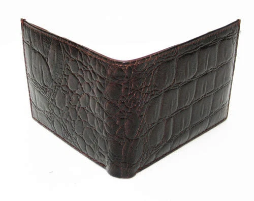 Handmade Genuine Leather Men's Trifold Wallet – Croc Print, RFID Blocking, Credit Card Fold – Made In India