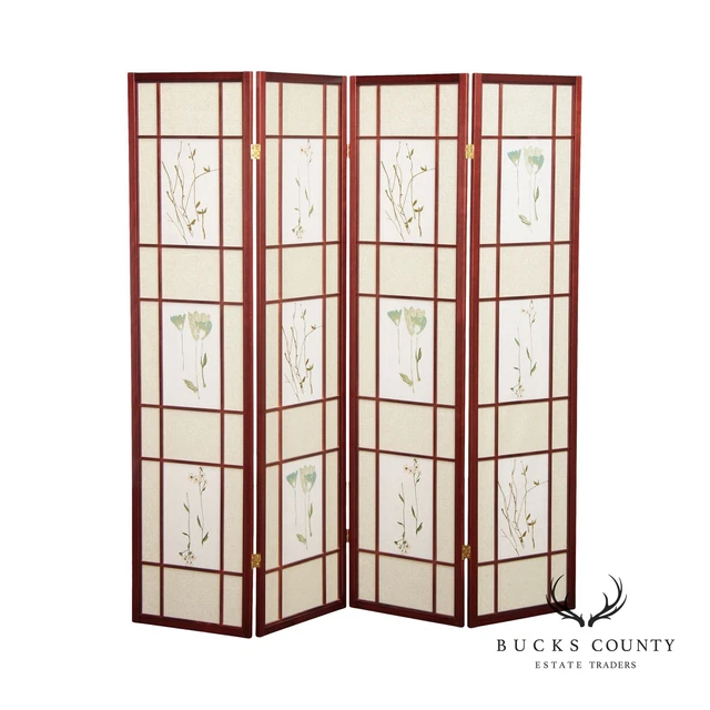 Japanese Style Four Panel Room Divider Shoji Screen