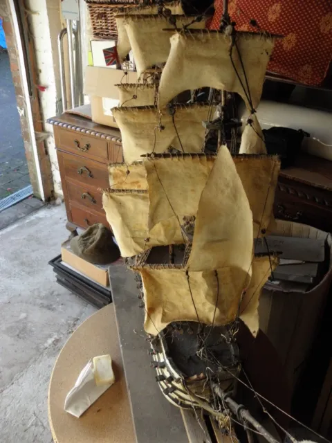 Vintage large Handbuilt Galleon Ship Model. Fantastic "Ghost ship- Man 'o War"