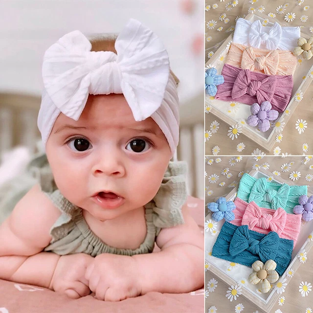 3pcs/Set Baby Hair Headband Ribbon Elastic Headdress Kids Newborn Band Bow Girl