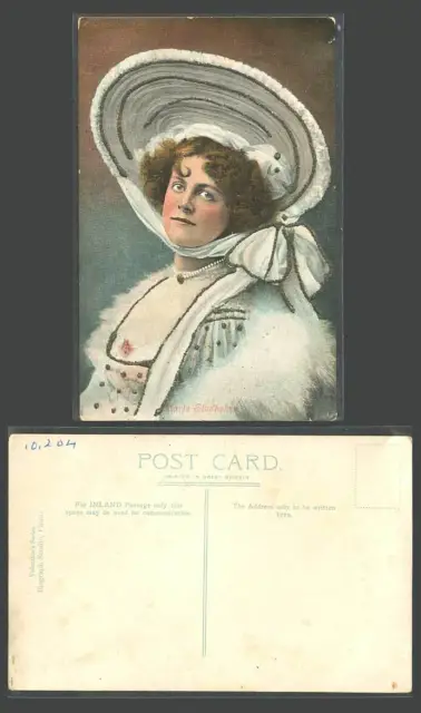 Actress Miss MARIE STUDHOLME Novelty with Glitters Hat, Fur Glamour Old Postcard