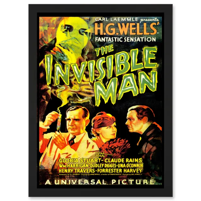 Movie Film Invisible Man HG Wells Classic Horror Framed A4 Wall Art Print
