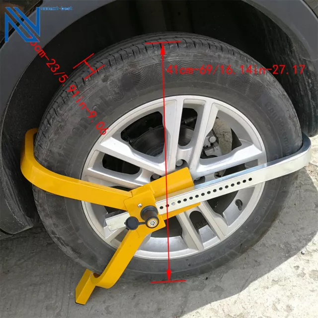 Wheel Defender Lock Clamp Car Caravan Trailer Security Keys Heavy Duty 13''-15'' 2