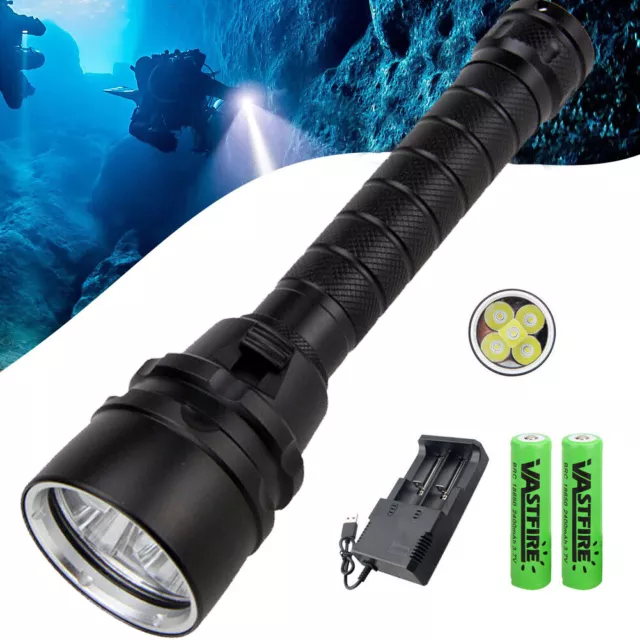 Scuba Diving Flashlight Dive Torch Light IPX8 Waterproof LED Underwater 100M