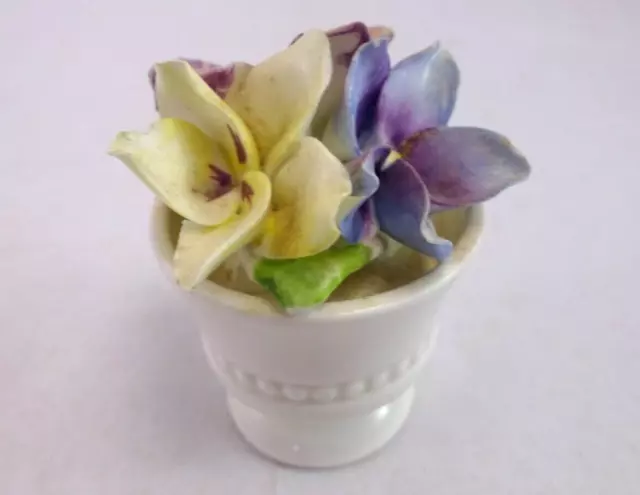 Lovely Capodimonte Paste Pottery Violets Crown Staffordshire Miniature Cc1