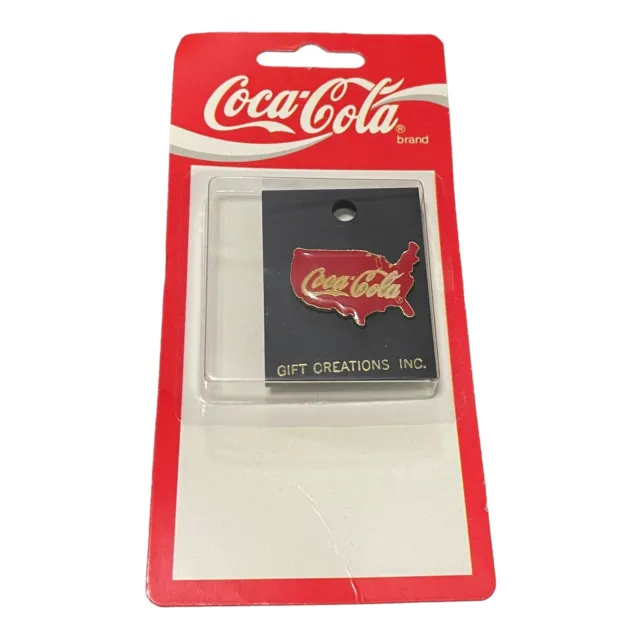 Coca-Cola Gift creations Hat Pin United States Outline with Logo 1990s vintage