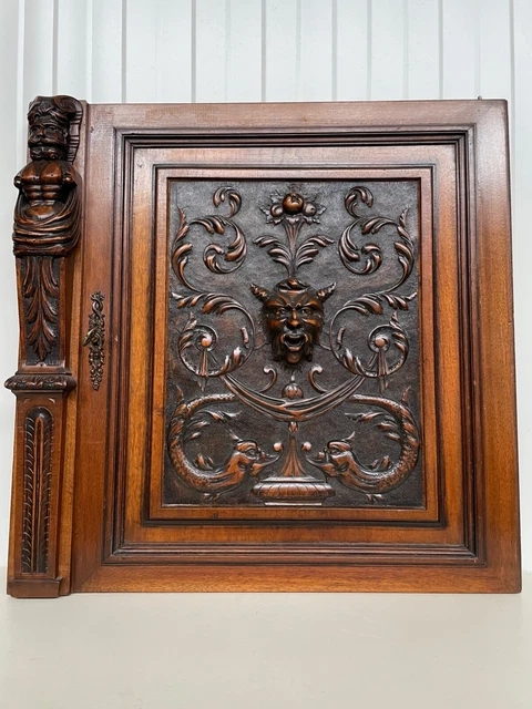 Exceptional French Walnut Renaissance Door panel with devil/faust 2