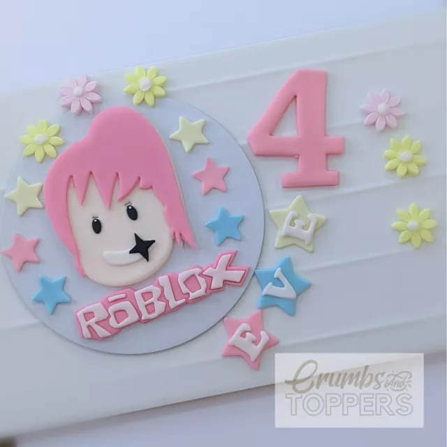Roblox inspired edible handmade logo plaque / badge birthday cake