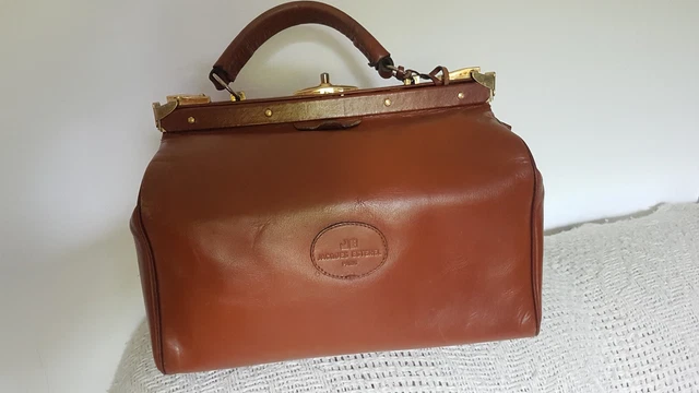 ANCIENNE VALISE DE voyage en cuir vintage intérieur cloisons en cartons