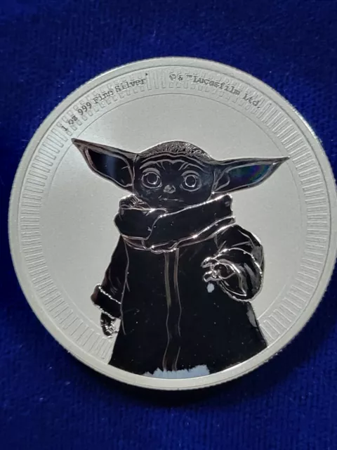 🌟 2021 "Baby Yoda" Grogu Star Wars 1 oz .999 Silver Round Disney $2 coin