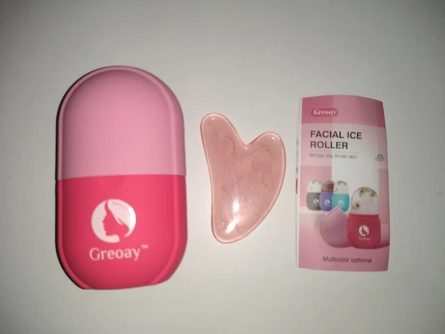 Silicone Ice Therapy Facial Massager Roller Pink Cold Redness Migraine Relief