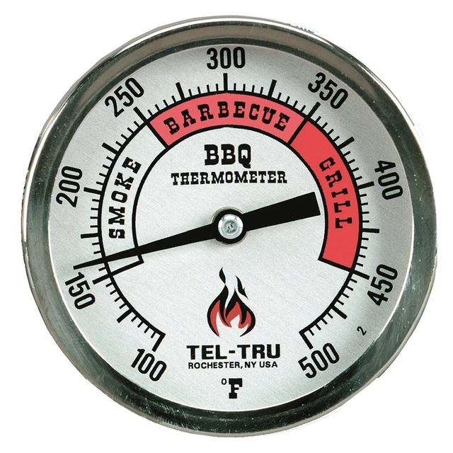 Tel-Tru BQ300 Barbecue Thermometer, 3 inch Aluminum Zoned dial, 2.5 inch stem...