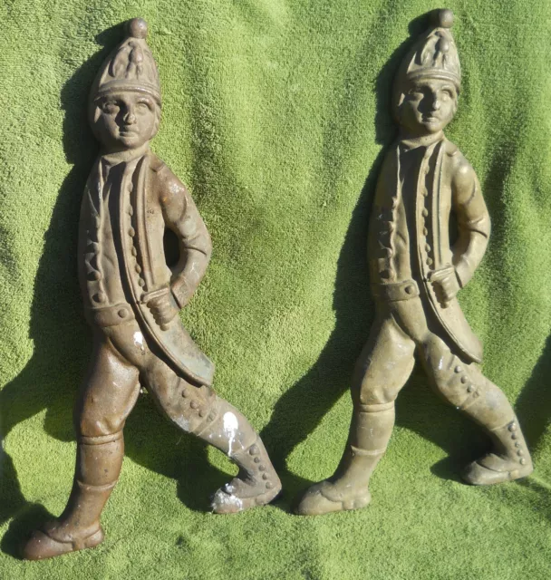 Rare Antique Early 20th Century HEAVY SOLID BRASS Pair Hessian Soldier Andirons