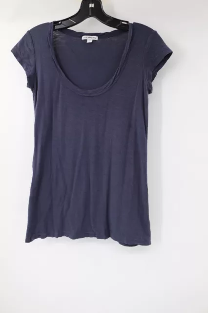 James perse shirt womens 1 cap sleeve blue cotton scoop neck lightweight