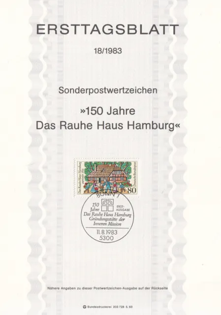 Ersttagsblatt  1983/18   150 Jahre Das Rauhe Haus Hamburg    Brd