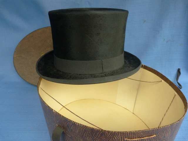 Chapeau haut de forme 1900 noir en velours réglable adulte en vente