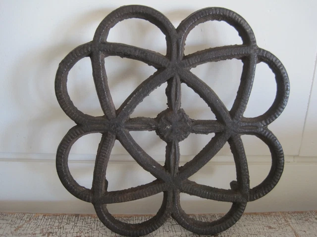 19th Century Primitive  Heart Version Large Iron Trivet New England Find