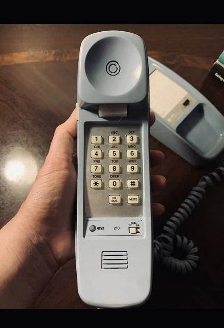 AT&T Trimline 210 Retro Powder Blue Wall Desk Vintage Telephone Decor Staging ~