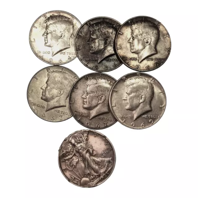 Estados Unidos Lote 1/2 Half Dólar Kennedy/Liberty Plata - De 7 Monedas Eeuu