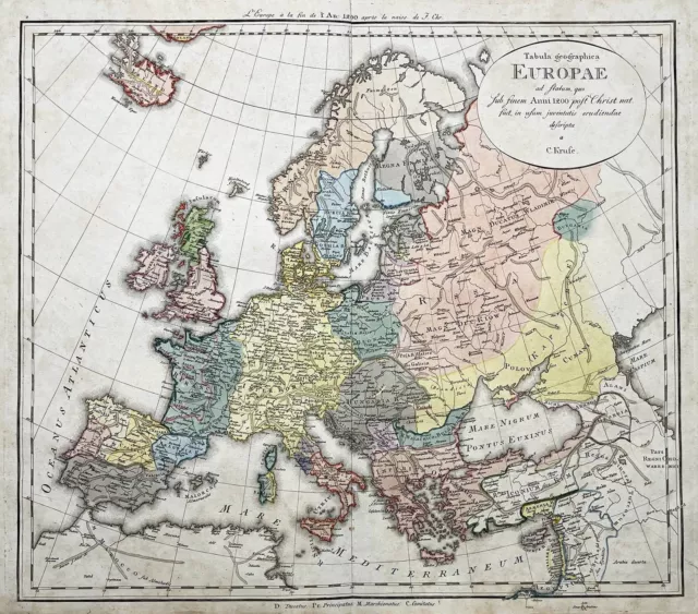 Europa Europe continent Kontinent map Karte 1200 Kupferstich engraving 1820