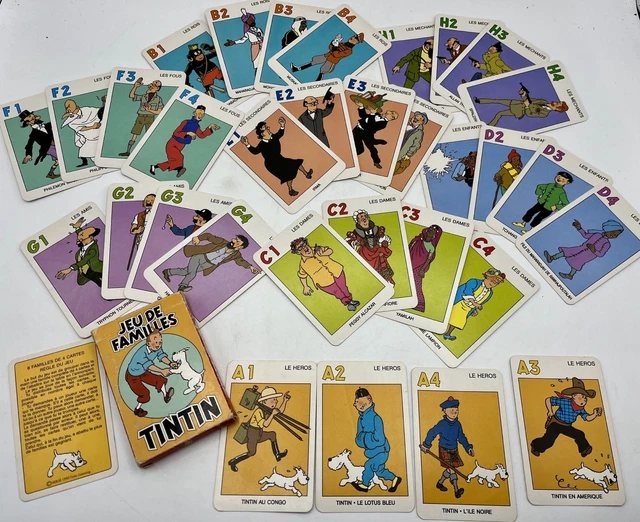 LOT 3 JEUX Des 7 Familles Tintin : Carta Mundi Complet 32+1 Cartes, 2