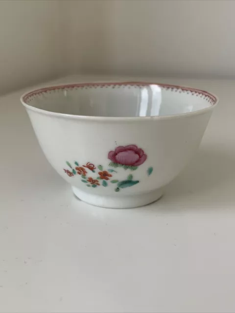 Beautiful Antique 18th Century Chinese Famille Rose Tea Bowl - Circa 1725