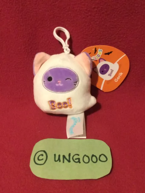 3.5” Gerik Boo Ghost Cat Halloween Clip-On Squishmallow Plush Toy Space Cat 2022