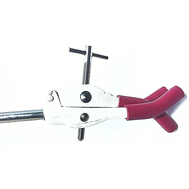 Three Finger Clamp Metal Retort Prong 9" Rod Rubber Sleeved 3 Fingers