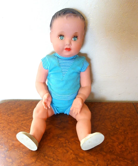 Ancien Baigneur 40 Cm – Poupée Vintage – Fond Bureau D'étude – État Neuf