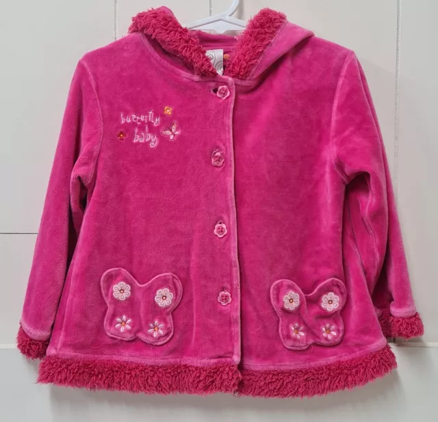 Targets Girls Toddler Winter Jacket Coat Butterfly Baby Pink Size 2 Hooded