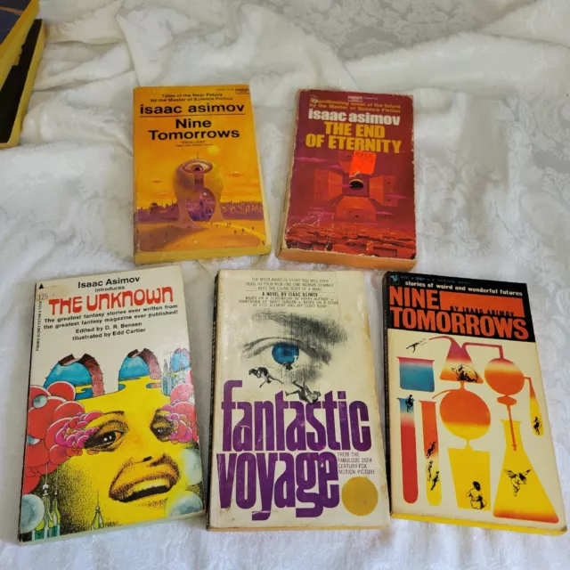 Vintage Science Fiction Paperback Book Lot of 5 Isaac Asimov Sci-Fi Fantastic