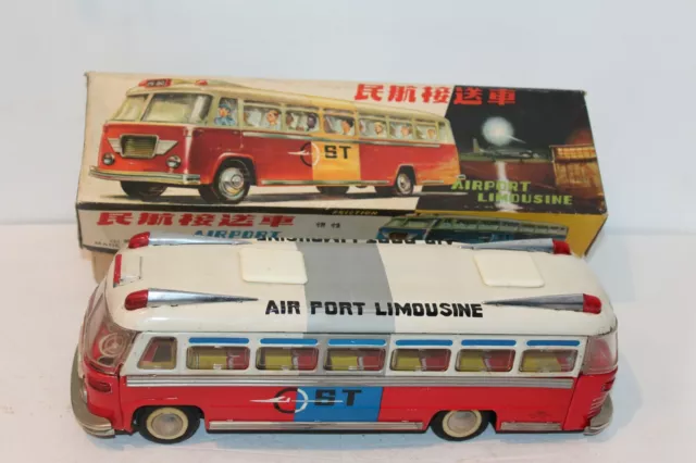 China MF-910 SHANGHAI AIRPORT LIMOUSINE SHUTTLE BUS Friction Tin Toy MB`58  Early