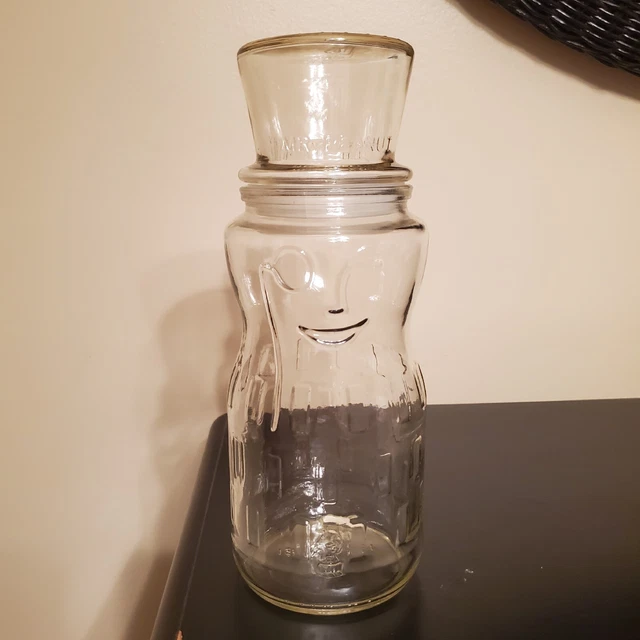 Vintage 1991 Planters Mr. Peanut 75th Anniversary Glass 9 1/2" Canister Jar