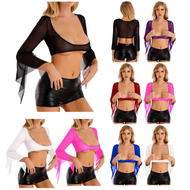 Women's Sexy Mesh Sheer Crop Top Shirt Sleeveless Transparent Short Blouse  Tops