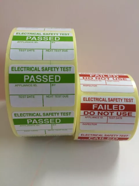 1000 PAT Testing Electrical PASSED Labels Stickers + 100 Free FAILED