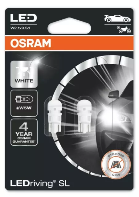 OSRAM LEDriving SL W5W 6000K White Sidelight / Interior Bulbs (Twin Pack)