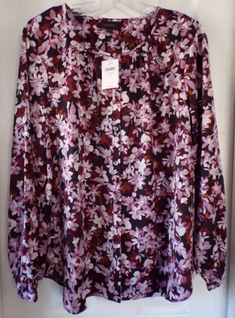 NWT NEW FALL J. Jill Size Large Wearever Button Front Blose Black /Wine  $89.00 $5.50 - PicClick