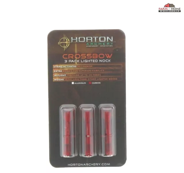 Horton Carbon Crossbow Red Lighted Half Moon Nocks 3pk ~ New