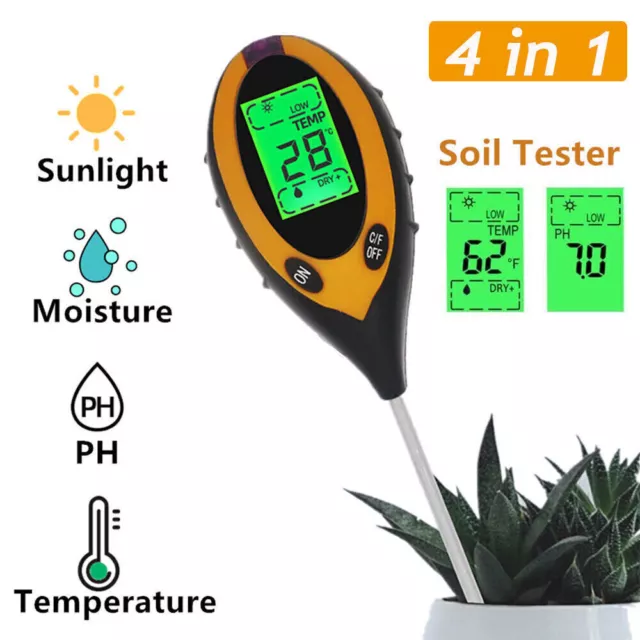 4 in 1 Bodenmessgerät pH-Wert Temperatur Licht Boden Messgerät Feuchtigkeit DE