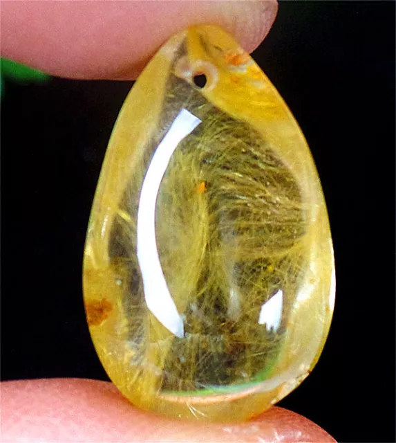 22x14x8mm Natural Gold Rutilated Quartz Crystals Teardrop Reiki Pendant BQ67563