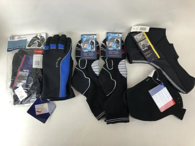 Cycling Clothes Bundle XL Crane Sports Gloves 9-11 Socks & Overshoes New  S562