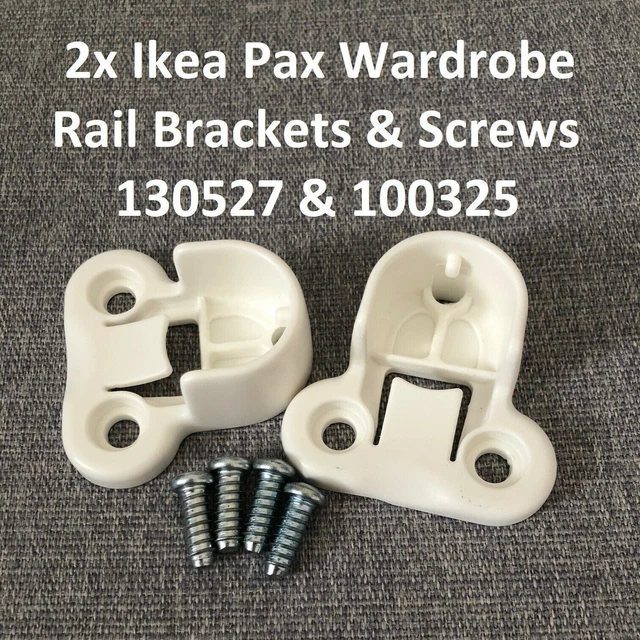 130527 X2 ORIGINAL IKEA PAX Wardrobe Brackets Clips for Rail WHITE with