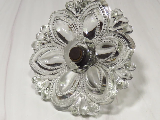 Large Vintage Clear Pressed Glass Curtain Pull 4 3/8"